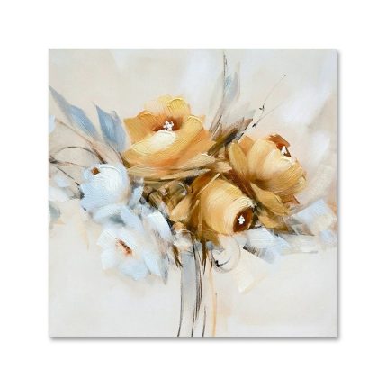 INS Style Abstract Brushstroke Flower Decor: Cream Yellow Elegant Wall Art for Hotels, Guesthouses & Offices