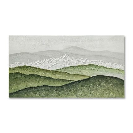 Modern Minimalist Green Texture Snow Mountain Wall Art: Living Room & Study Background Decor, Elegant Ambiance Mural