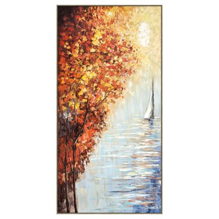 Hand-painted Luxury Nordic Landscape Oil Painting: Floor-standing Wall Art for Living Room & Foyer Decoration