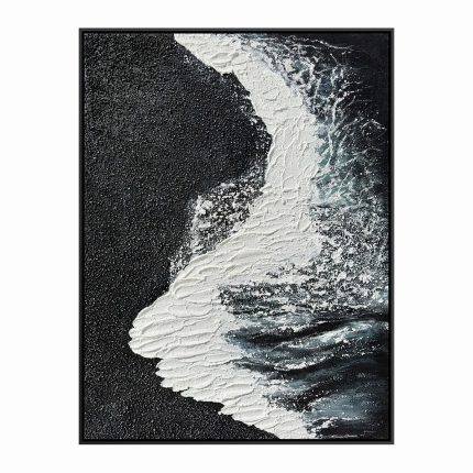 Best-selling Hand-painted Oil Painting: Wave Landscape Wall Art, Luxury Hanging Decor for Foyer, Living Room & Bedroom - Style A