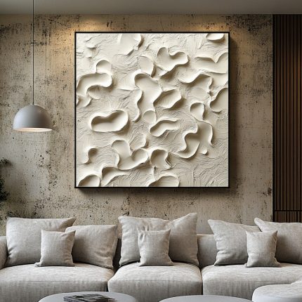 2025 New Design Living Room Decor: Luxury Elegant Sofa Background Wall Art, Cream Style Abstract Minimalist Mural